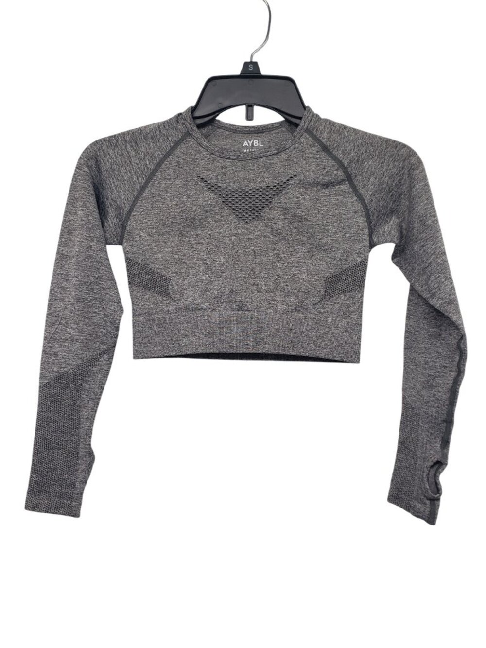 AYBL Motion Seamless Long Sleeve Crop Top S NWT Grey Marl Gym Activewear - Picture 2 of 7